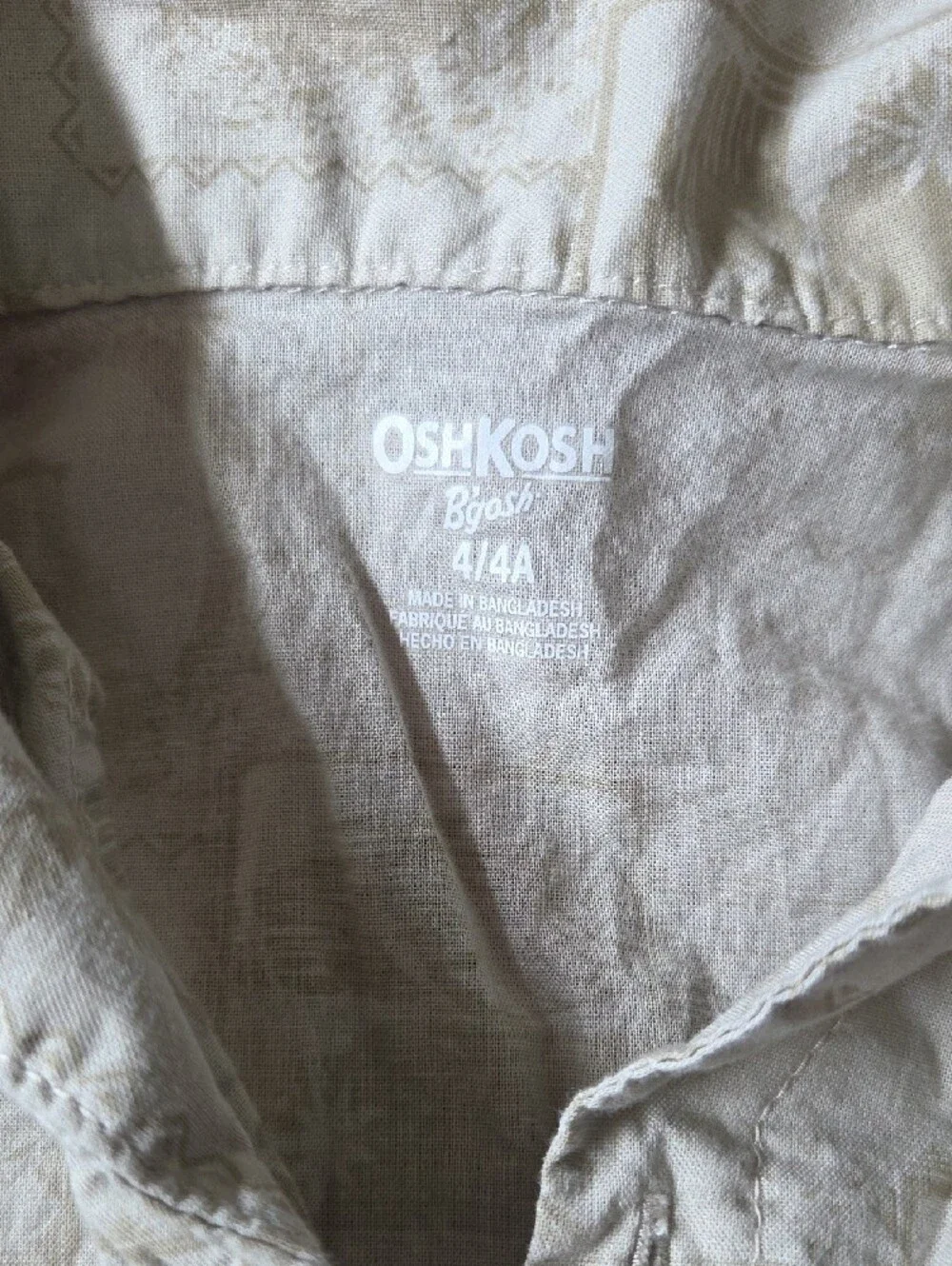 OshKosh B'gosh Light Beige Short-Sleeve Button-Down Shirt